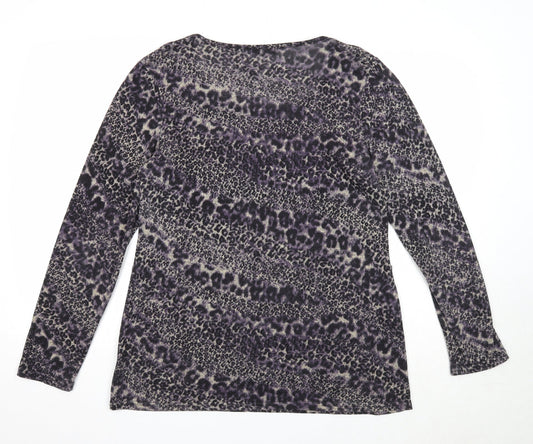 CMD Womens Multicoloured Animal Print Polyester Basic T-Shirt Size L Round Neck