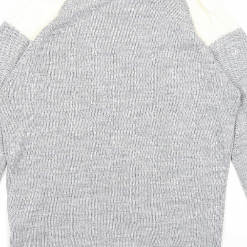 River Island Mens Grey Round Neck Acrylic Pullover Jumper Size S Long Sleeve