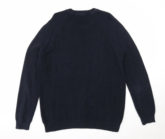 Burton Mens Blue Round Neck Cotton Pullover Jumper Size L Long Sleeve