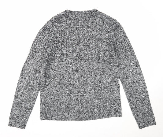 Topman Mens Black Round Neck Acrylic Pullover Jumper Size S Long Sleeve