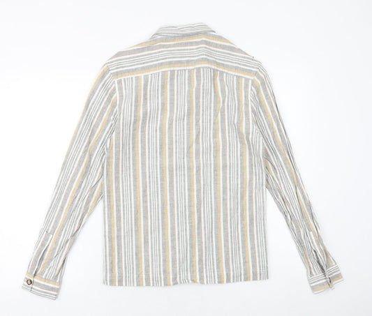Mens UK Size S River Island Grey Button-Up Long Sleeve Casual Shirt