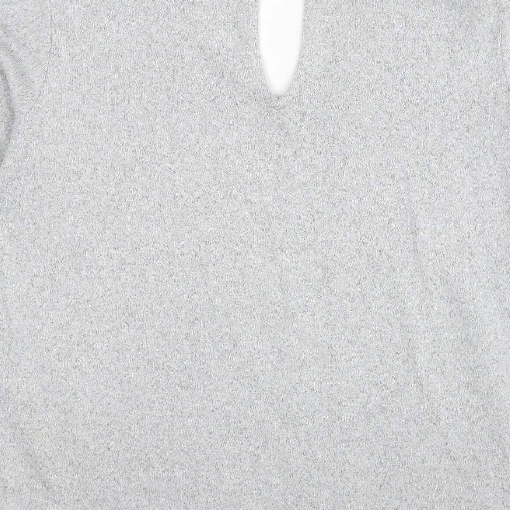 F&F Womens Grey V-Neck Polyester Pullover Jumper Size 14