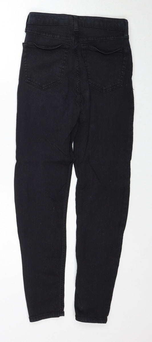 Topshop Womens Black Cotton Straight Jeans Size 26 in L30 in Regular Zip