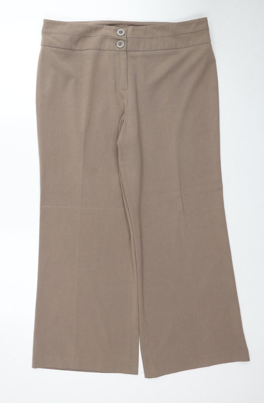 Womens UK Size 16 Debenhams Regular Fit Brown Trousers
