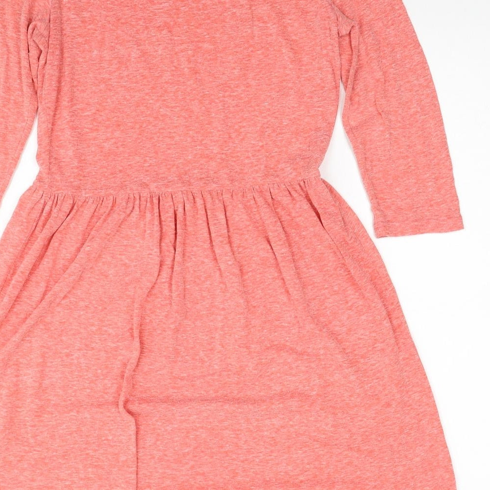 Boohoo Womens Pink Cotton Fit & Flare Size 10 Round Neck Pullover