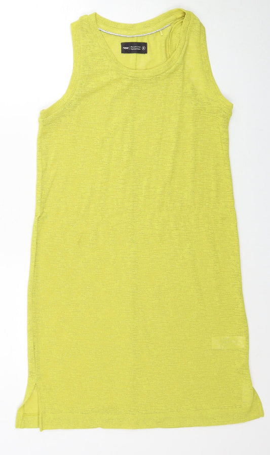 NEXT Womens Yellow Polyester Tank Dress Size 8 Scoop Neck Pullover