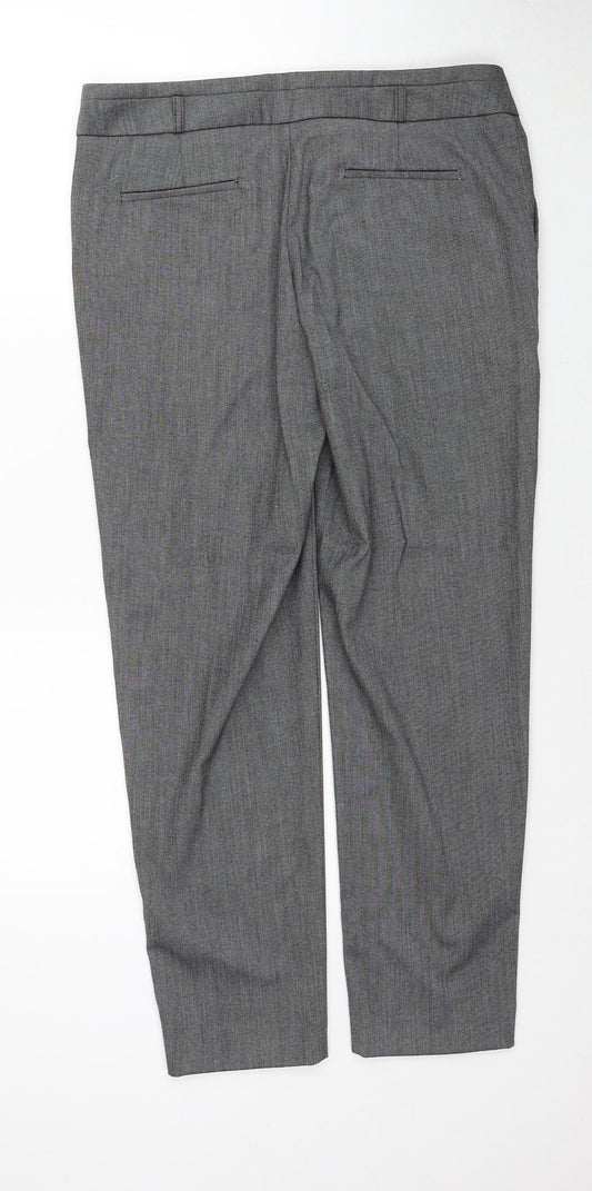 Warehouse Womens Grey Geometric Polyester Trousers Size 12 Regular Zip