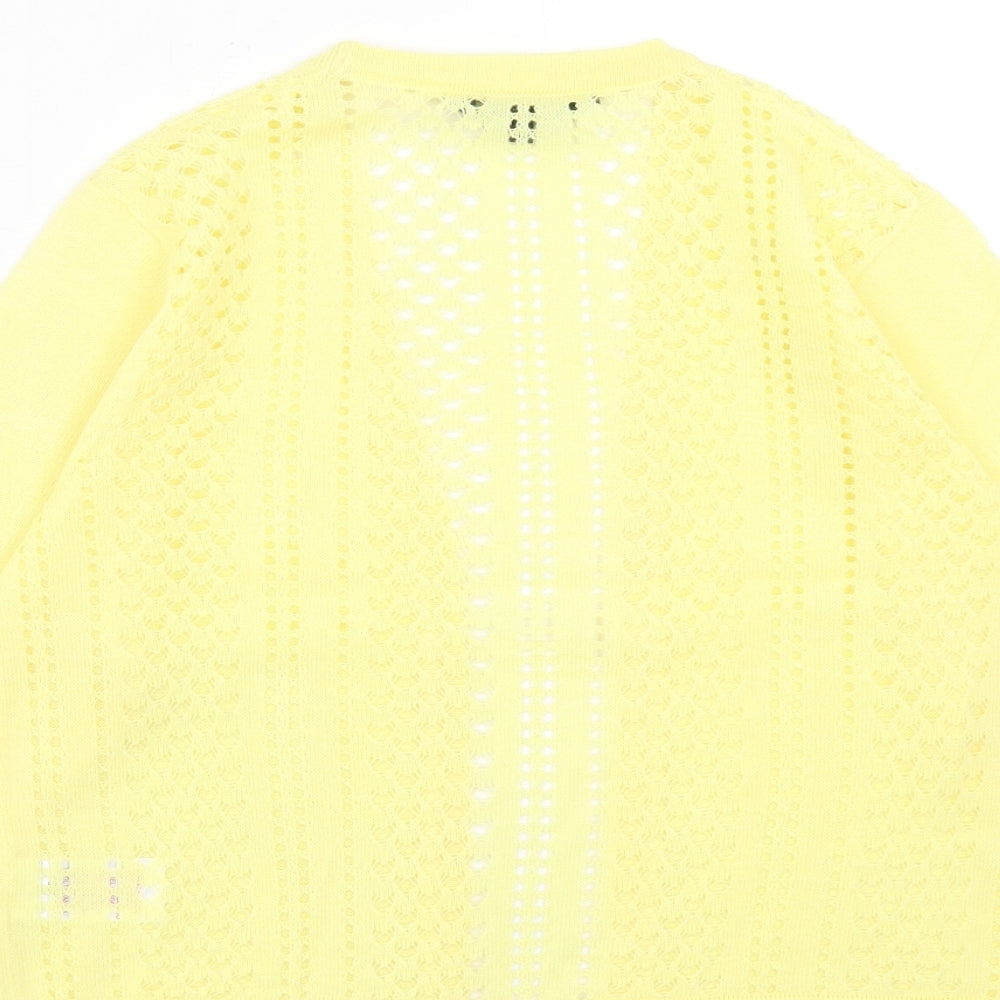 Womens UK Size 10 Peacocks Yellow Cardigan Jumper