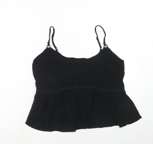 ASOS Womens Black Viscose Cropped Tank Size 12 Round Neck