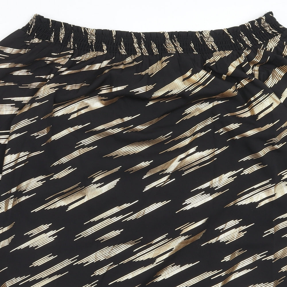 Capsule Womens Black Geometric Polyester Basic Blouse Size 10 Off the Shoulder