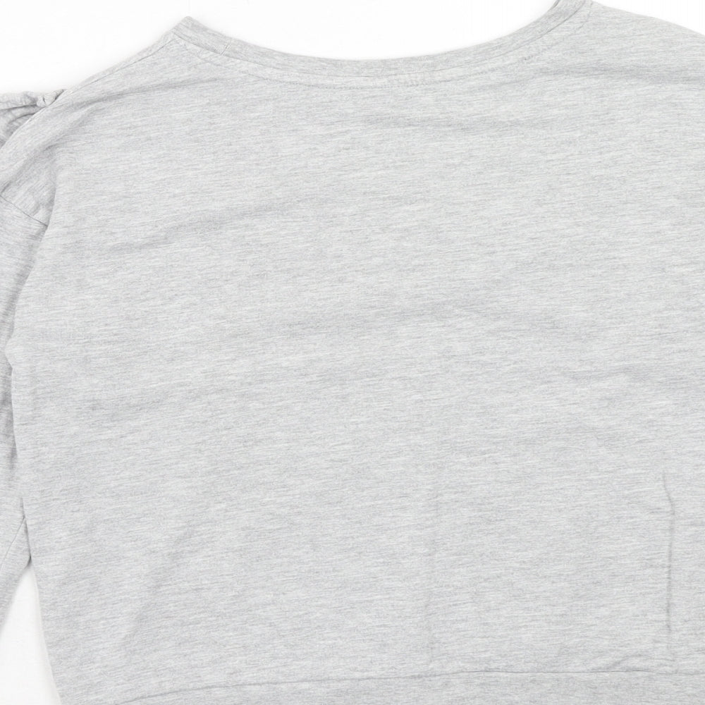 H&M Girls Grey Cotton Basic T-Shirt Size 8 Years Round Neck Pullover - 8-10 Years