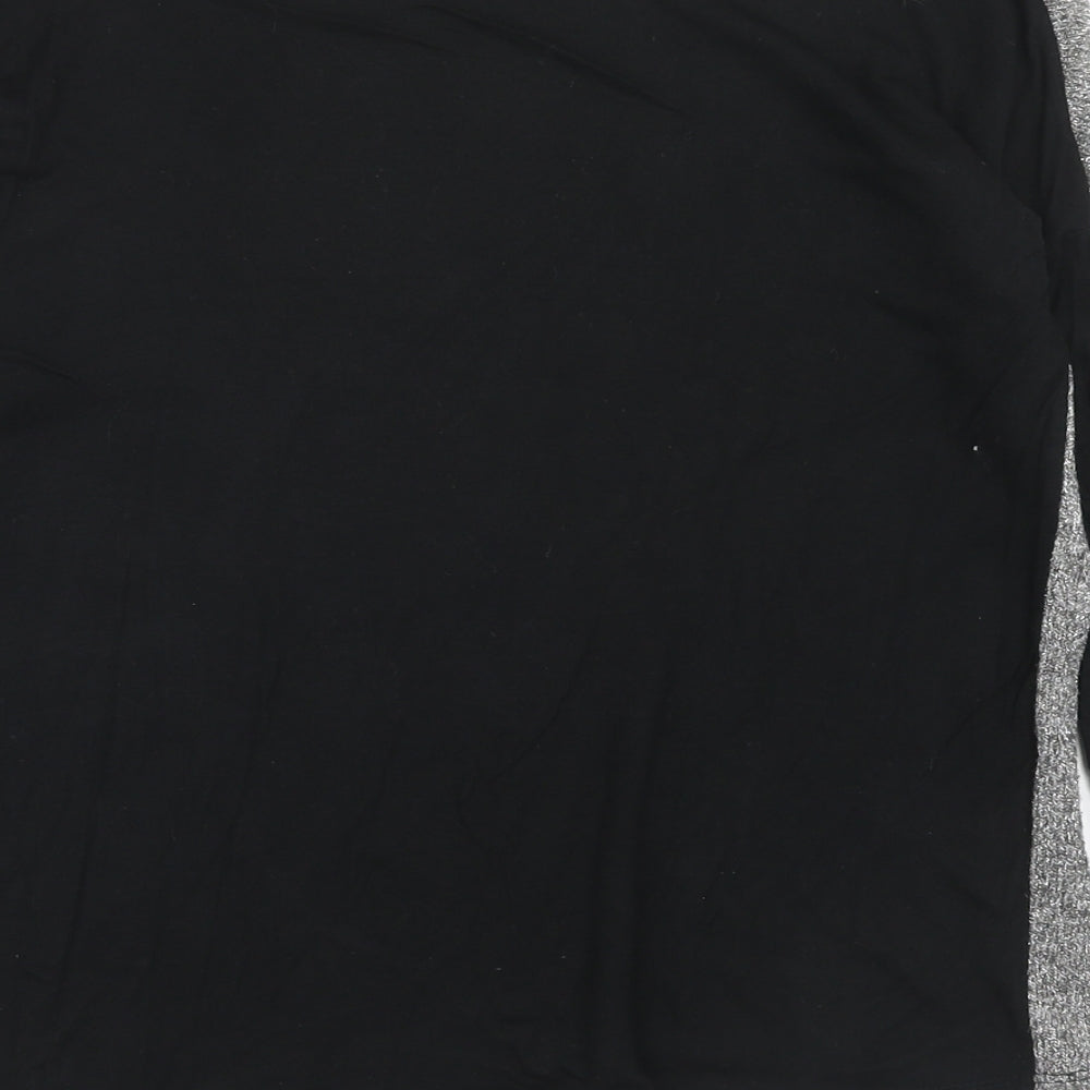 Young Dimension Girls Black Viscose Basic T-Shirt Size 12-13 Years Boat Neck Pullover