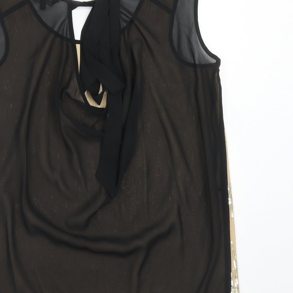 Papaya Womens Gold Geometric Polyester Basic Tank Size 8 Round Neck