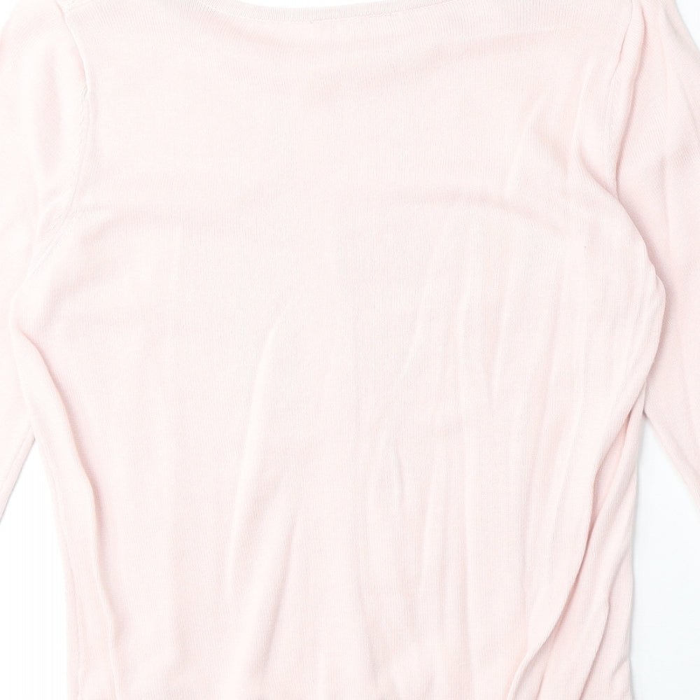 BHS Womens Pink Round Neck Cotton Pullover Jumper Size 10