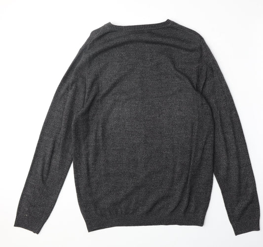 ASOS Mens Grey Round Neck Acrylic Pullover Jumper Size M Long Sleeve