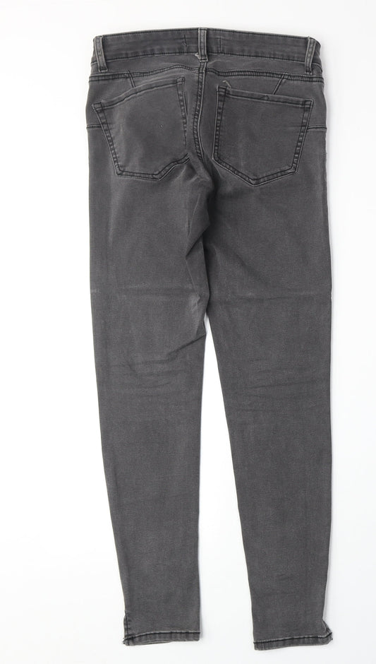 Denim & Co. Womens Grey Cotton Skinny Jeans Size 10 Regular Zip