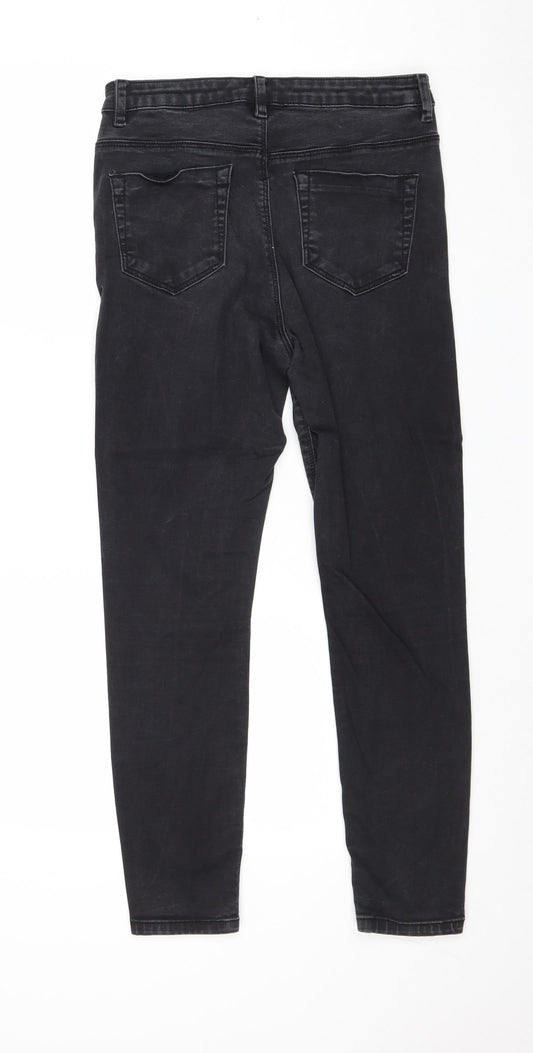 ASOS Womens Black Cotton Straight Jeans Size 30 in Regular Zip