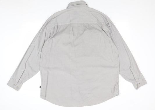 Mens UK Size L Jeff & Co Grey Button-Up Long Sleeve Casual Shirt