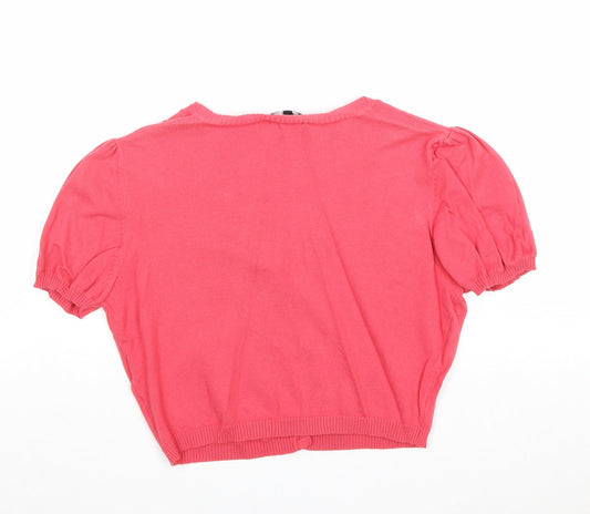Womens UK Size 12 Papaya Pink Cardigan Jumper