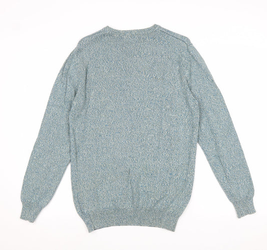 Matalan Mens Blue Round Neck Cotton Pullover Jumper Size S Long Sleeve