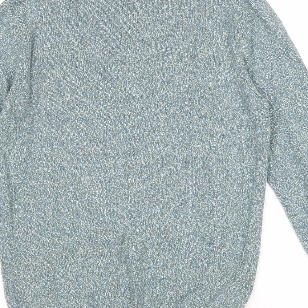 Matalan Mens Blue Round Neck Cotton Pullover Jumper Size S Long Sleeve
