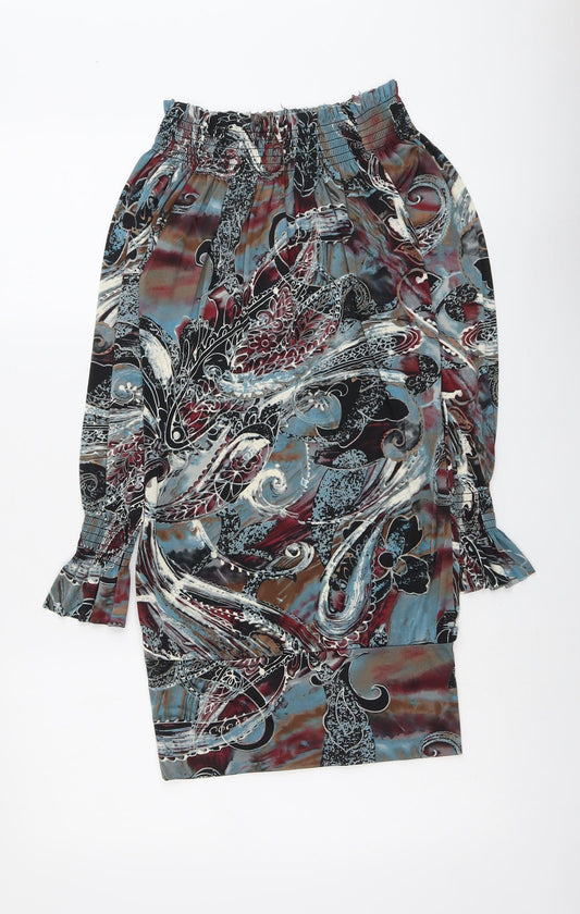 AX Paris Womens Multicoloured Geometric Polyester Shift Size 10 Off the Shoulder Pullover