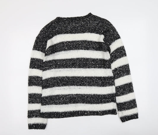 Womens UK Size 12 Ribbon Black Pullover Jumper