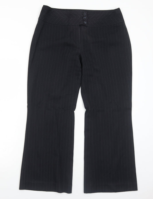 Womens UK Size 12 Debenhams Regular Fit Dress Pants Black Trousers