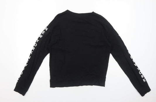 H&M Womens Black Cotton Pullover Sweatshirt Size S Pullover - New York