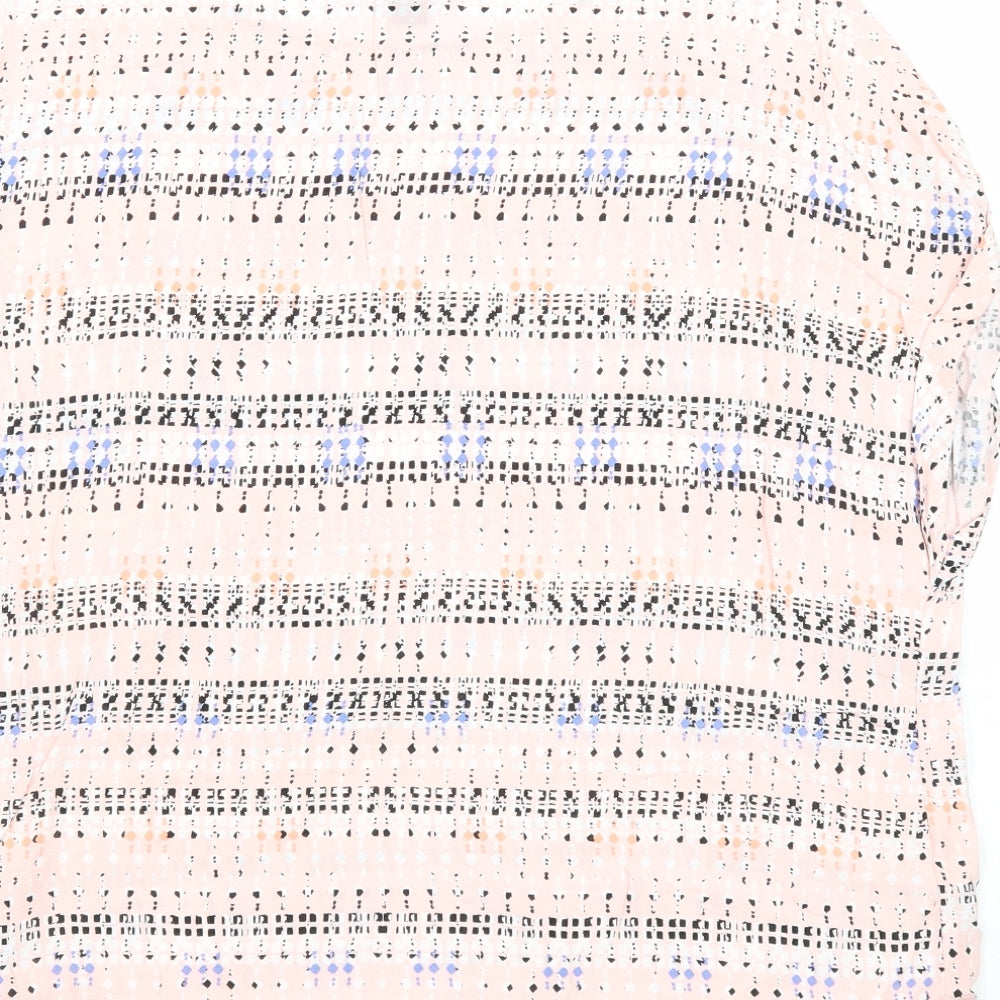 Atmosphere Womens Pink Geometric Viscose Basic Blouse Size 16 Round Neck