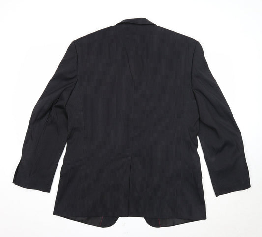 F&F Mens Black Striped Polyester Jacket Suit Jacket Size 44 Regular