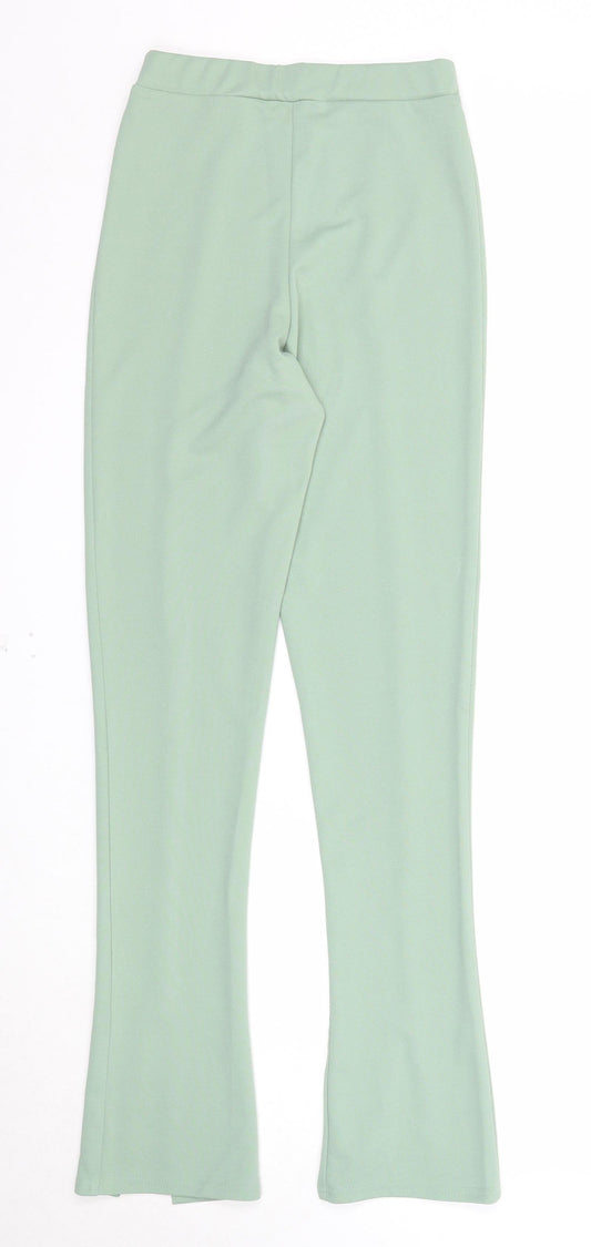 Rebellious Womens Green Polyester Trousers Size 8 Regular - Waist 22 inches