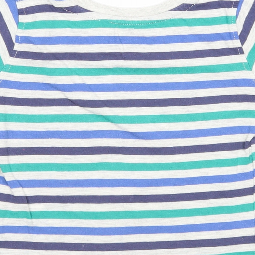 Rebel Boys Multicoloured Striped Cotton Basic T-Shirt Size 12-18 Months Round Neck Pullover
