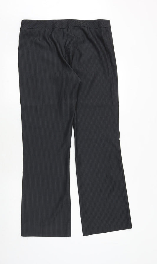 George Womens Grey Striped Polyester Dress Pants Trousers Size 12 Regular Zip