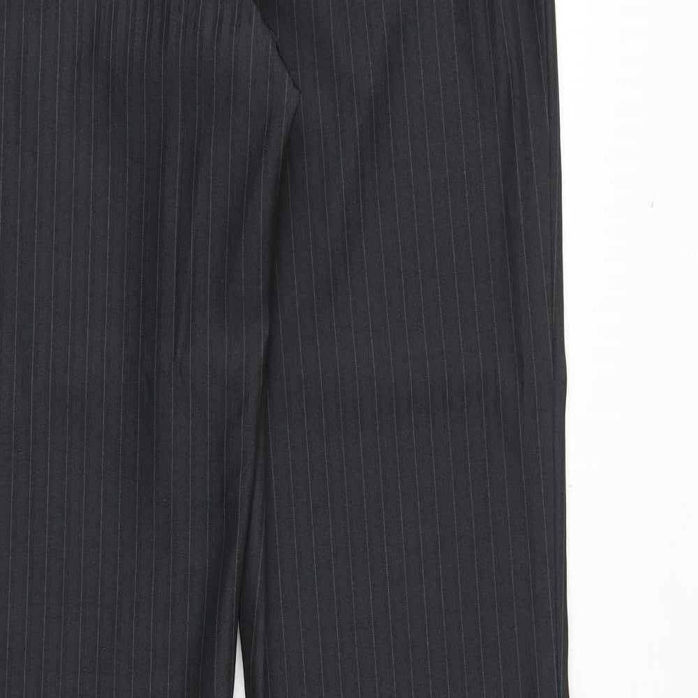 George Womens Grey Striped Polyester Dress Pants Trousers Size 12 Regular Zip