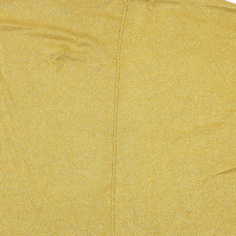 F&F Womens Gold V-Neck Viscose Pullover Jumper Size 8