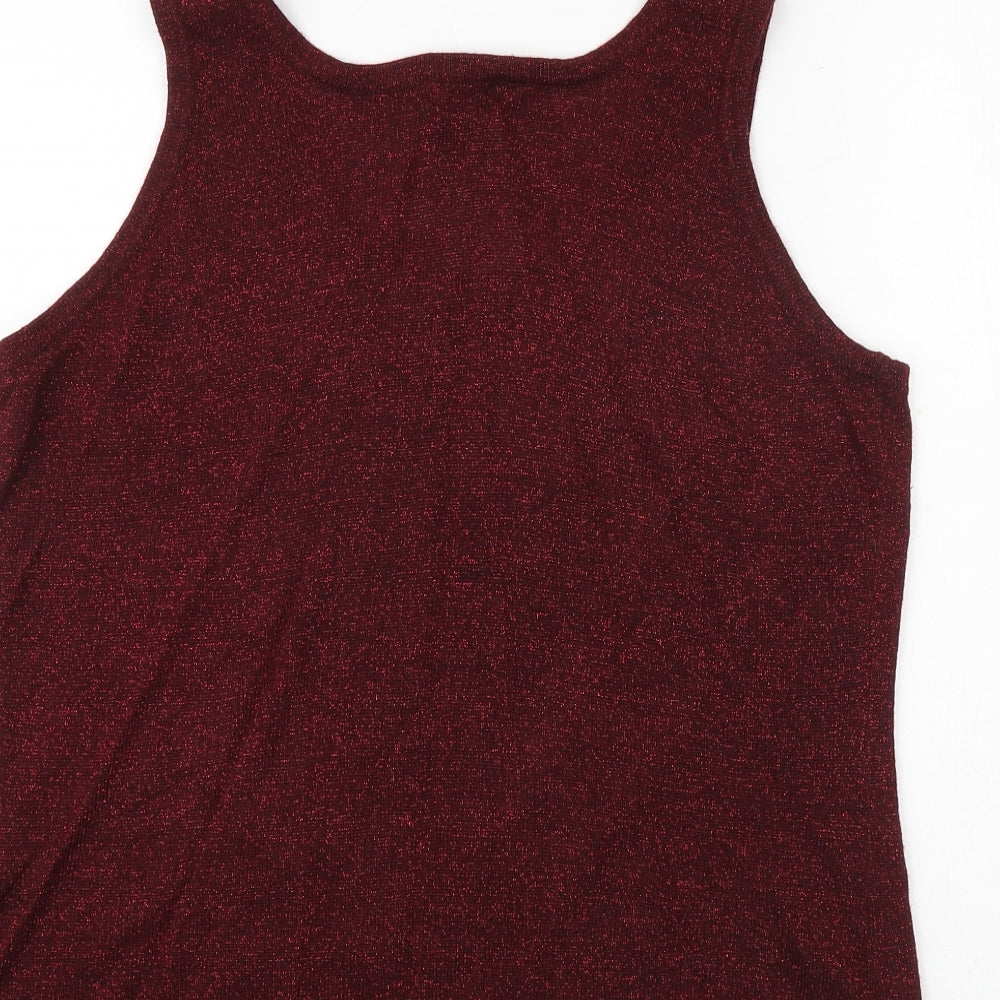Bonmarché Womens Red Acrylic Basic Tank Size L Scoop Neck