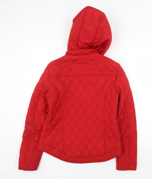 George Womens Red Quilted Jacket Size 10 Zip