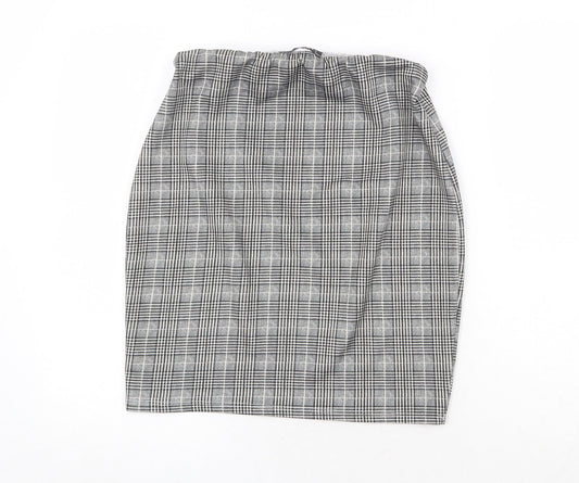 Cameo Rose Womens Grey Plaid Polyester A-Line Skirt Size M