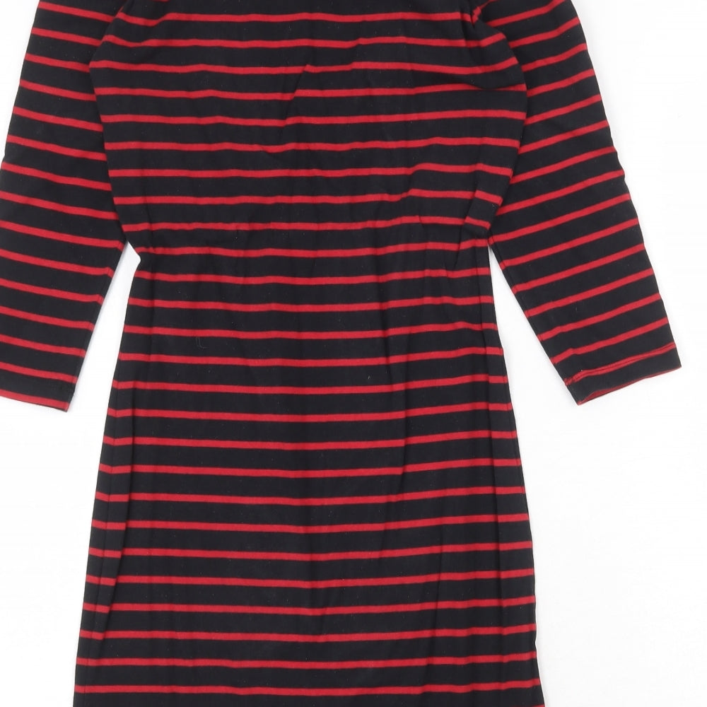 Primark Womens Black Striped Cotton A-Line Size 10 Round Neck Pullover