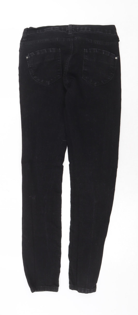 Denim & Co. Womens Black Cotton Straight Jeans Size 12 Regular Zip