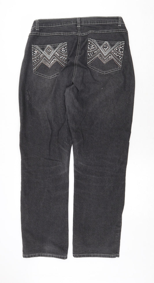 Womens UK Size 32 in Preworn Regular Fit Straight Grey Jeans