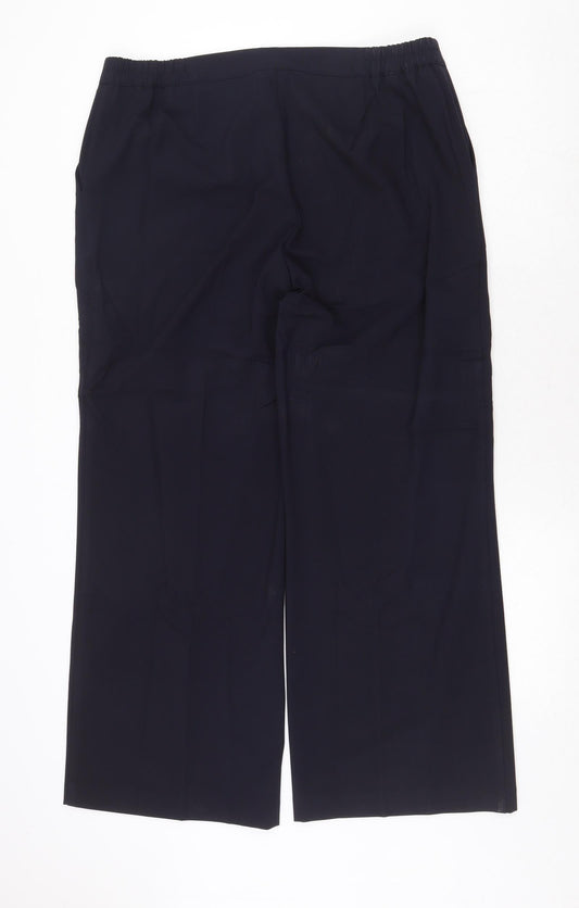 Classics Womens Blue Polyester Trousers Size 18 Regular Zip
