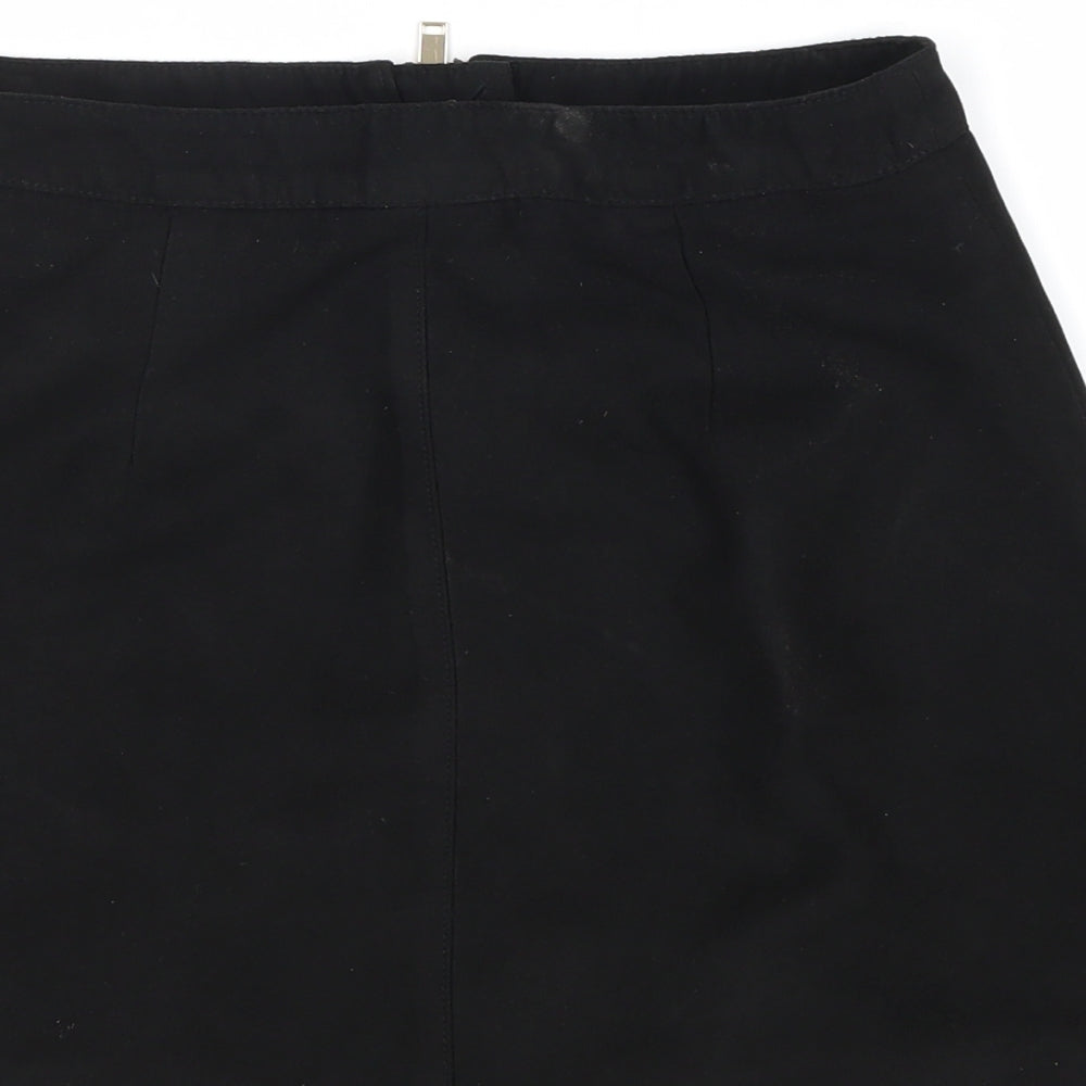 Divided by H&M Womens Black Polyester A-Line Skirt Size 8 Zip