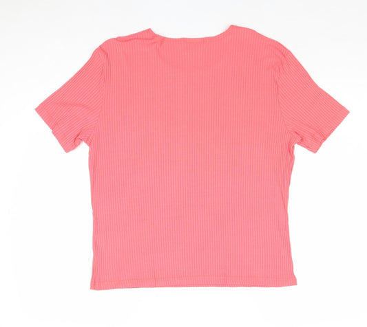 Womens UK Size XL MACKAYS Pink Basic T-Shirt