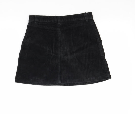 Monki Womens Black Cotton A-Line Skirt Size 10 Zip