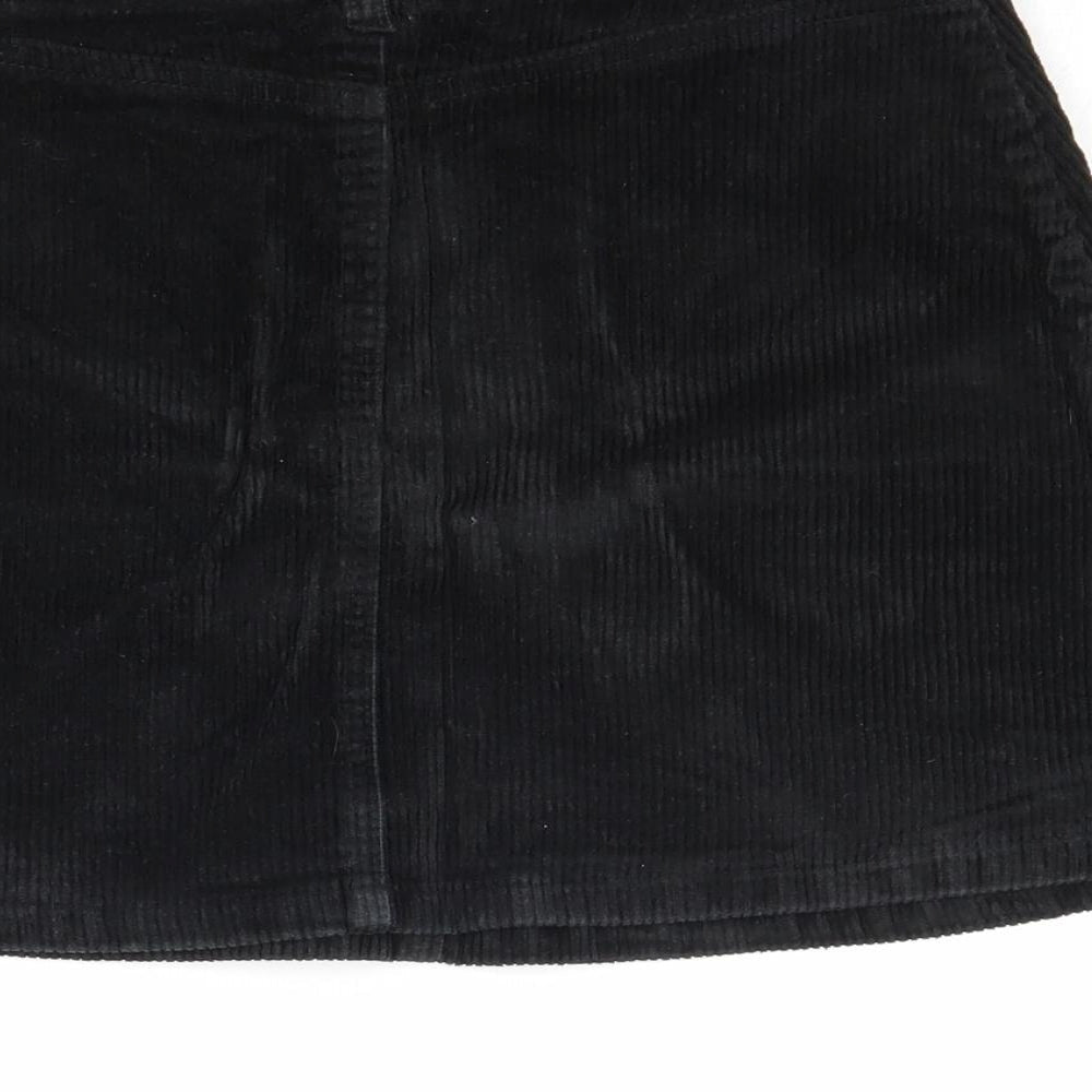 Monki Womens Black Cotton A-Line Skirt Size 10 Zip
