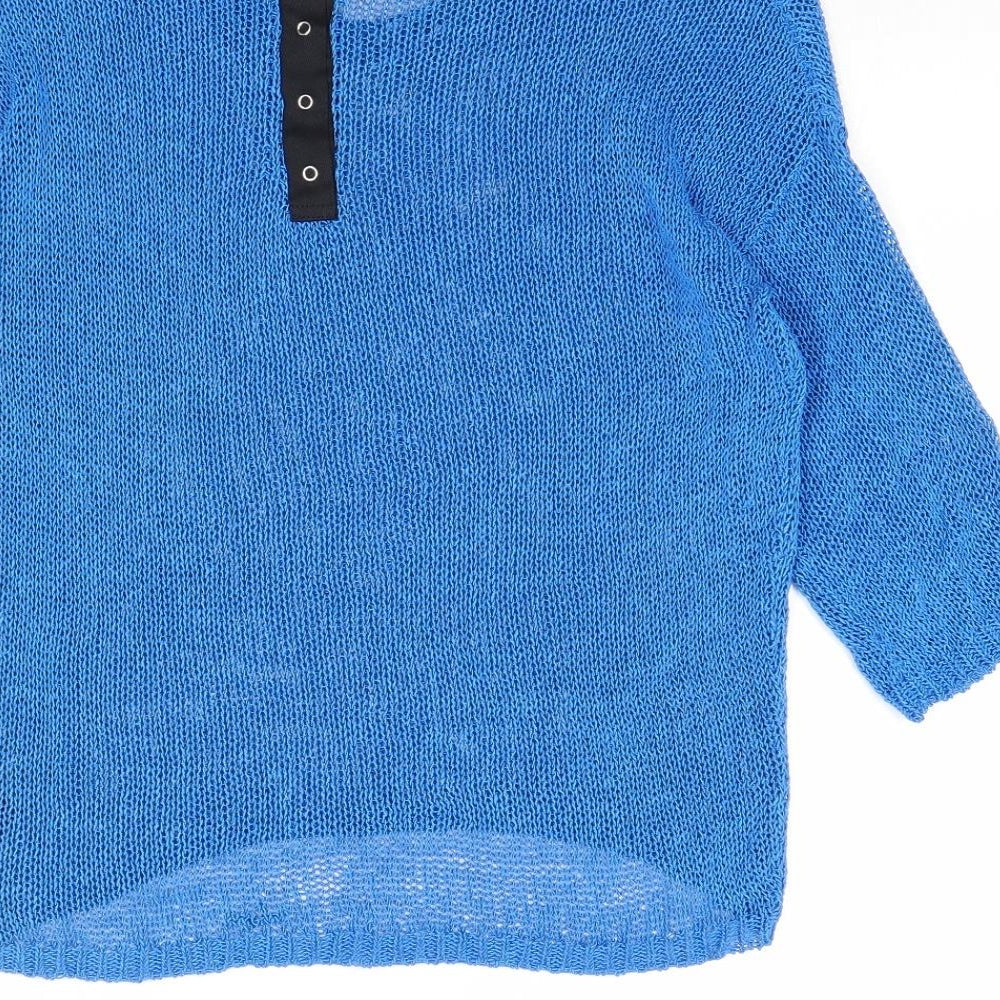 Limited Collection Womens Blue Boat Neck Acrylic Pullover Jumper Size S