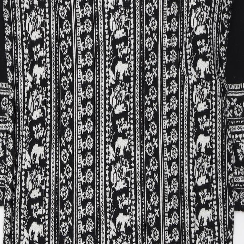 Bonmarché Womens Black Floral Nylon A-Line Size S Round Neck Pullover