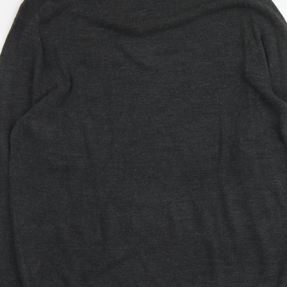 F&F Mens Grey V-Neck Acrylic Pullover Jumper Size M Long Sleeve
